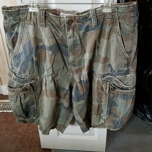 American Eagle Distressed Camo cargo shorts.
